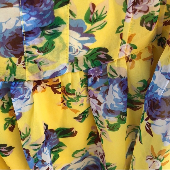 NWT TULLE Womens large Sleeveless Yellow Floral Boning Waist dress (runs small) - Picture 6 of 8